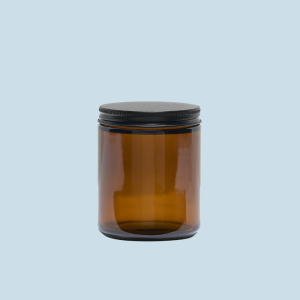 Amber Glass Candle Jar - Black Lid x 250ml