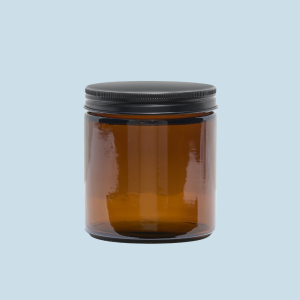 Amber Glass Candle Jar - Black Lid x 500ml