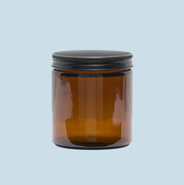 Amber Glass Candle Jar - Black Lid x 500ml