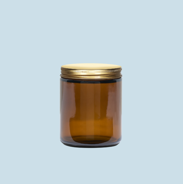 Amber Glass Candle Jar - Gold Lid x 250ml