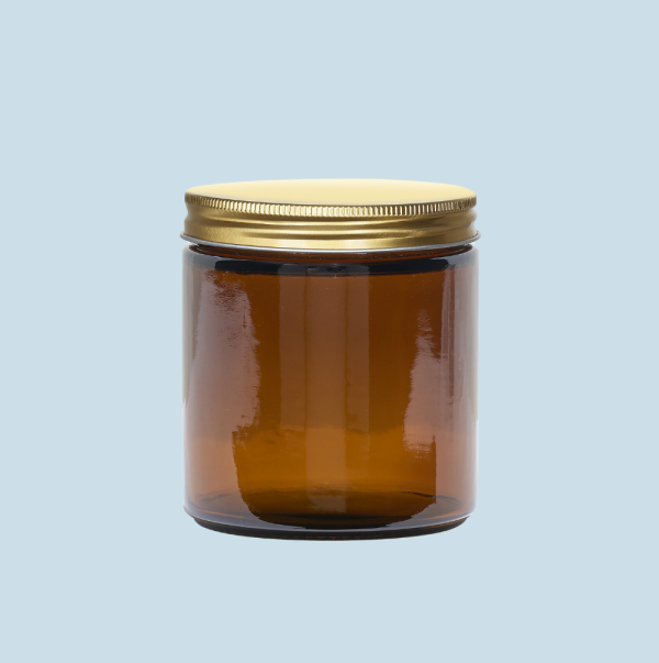 Amber Glass Candle Jar - Gold Lid x 500ml